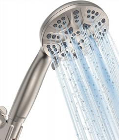 img 4 attached to HOPOPRO 2021 Newest High Pressure Handheld Shower Head Set - 6 Functions, Full Brushed Finish, California Compliant 1.75 GPM, High Flow Hand Held Showerhead for an Exquisite Luxury Shower Experience