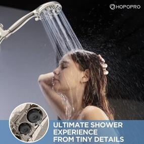 img 2 attached to HOPOPRO 2021 Newest High Pressure Handheld Shower Head Set - 6 Functions, Full Brushed Finish, California Compliant 1.75 GPM, High Flow Hand Held Showerhead for an Exquisite Luxury Shower Experience