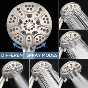 img 1 attached to HOPOPRO 2021 Newest High Pressure Handheld Shower Head Set - 6 Functions, Full Brushed Finish, California Compliant 1.75 GPM, High Flow Hand Held Showerhead for an Exquisite Luxury Shower Experience