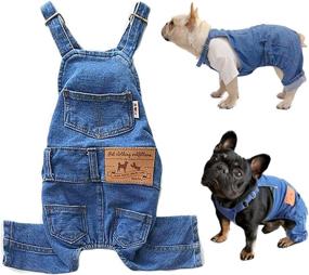 img 4 attached to 🐶 Stylish Denim Overalls for Dogs & Cats: Fashionable Pet Clothes for Boy & Girl, Comfortable Jeans Apparel for Small to Medium Breeds