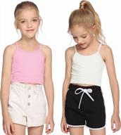 arshiner girls 2-pack ribbed knit crop top camisole racerback tank tops logo