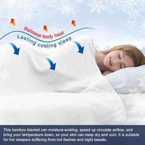 img 3 attached to DANGTOP Bamboo Cooling Blanket - Lightweight, All-Season 100% Bamboo Blanket, Absorbs Body Heat To Keep You Cool On Warm Nights - Ultra-Cool Bed Blanket In White (79X91 Inches)