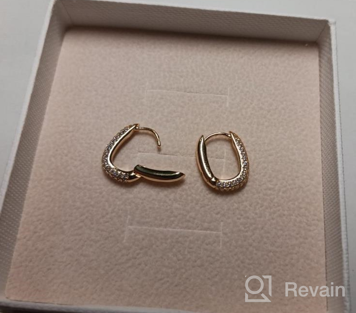 img 1 attached to 18K Gold Vermeil Pavé CZ U Hoops: Bold Halo Oval Huggies Earrings review by Christy Ghosh