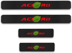 img 3 attached to 🚘 Kaiweiqin 4Pcs Carbon Fiber Sticker Car Door Sill Scuff Plate Cover for Honda Accord, Welcome Pedal Protection, Threshold Door Entry Guard, Decorative Red