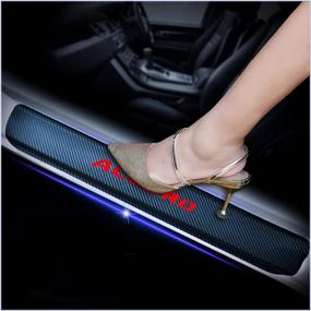 img 4 attached to 🚘 Kaiweiqin 4Pcs Carbon Fiber Sticker Car Door Sill Scuff Plate Cover for Honda Accord, Welcome Pedal Protection, Threshold Door Entry Guard, Decorative Red