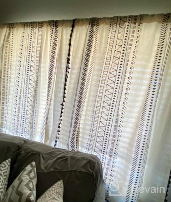 img 1 attached to Boho Cotton Linen Tassel Curtains For Bedroom, Geometric Semi-Blackout Print Farmhouse Bohemian Window Drapes With Rod Pocket For Living Room - ARTBECK (1 Panel) review by Brian Price