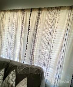 img 6 attached to Boho Cotton Linen Tassel Curtains For Bedroom, Geometric Semi-Blackout Print Farmhouse Bohemian Window Drapes With Rod Pocket For Living Room - ARTBECK (1 Panel)