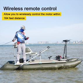 img 3 attached to Wireless Remote Control Bow-Mount Trolling Motor For Freshwater And Saltwater Fishing - AQUOS Haswing Black 12V 55LBS 48-Inch Model Ideal For Inflatable Boat, Kayak, Bass Boat Or Aluminum Boat