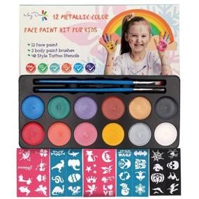 img 4 attached to Безопасный и нетоксичный набор для рисования лица Maydear Pearl для детей - большие краски на водной основе в 12 цветах