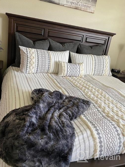 img 1 attached to Mid Century Modern Design Duvet Set - INK+IVY Nea - 100% Cotton, All Season Comforter Cover Bedding Set With Matching Shams, Full/Queen Size, Stripes Teasel Ivory - 3 Piece Set review by Tyler Smith