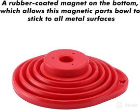 img 1 attached to 🔴 CASOMAN 3-Piece Set Collapsible Magnetic Parts Tray with Silicone Foldable Bowl in Red