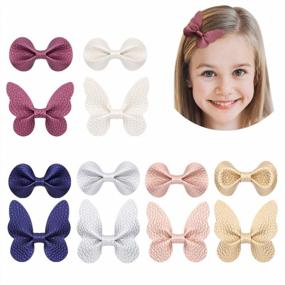 img 4 attached to 12-Piece Alligator Bow Barrettes Set With Elegant Textured Hair Accessories For Toddler Girls And Teens, By VCOSTORE