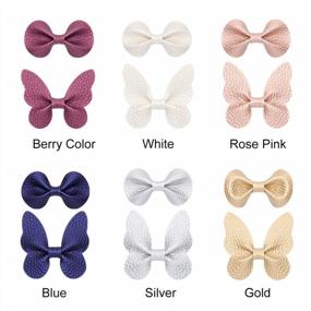 img 2 attached to 12-Piece Alligator Bow Barrettes Set With Elegant Textured Hair Accessories For Toddler Girls And Teens, By VCOSTORE