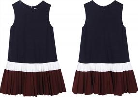 img 2 attached to Classic Navy Pleated Jumper Dress With Peter Pan Collar For School Uniform - Available In Sizes 3-12Y For Girls