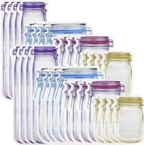 img 4 attached to 👜 Portable Food Saver: 32-Pack Mason Jar Bags for Travel & Camping - Airtight Sealed Ziplock Bags in 4 Sizes