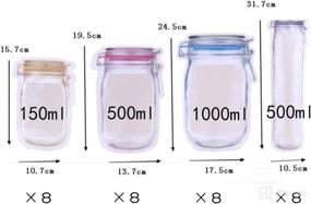 img 3 attached to 👜 Portable Food Saver: 32-Pack Mason Jar Bags for Travel & Camping - Airtight Sealed Ziplock Bags in 4 Sizes