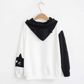 img 2 attached to JUNG KOOK Womens SEN Female Cute Japanese Style Loose Long Sleeve Striped Hooded Sweater