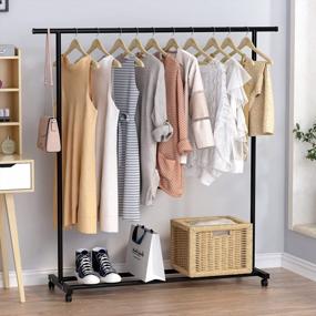 img 2 attached to Portable Multi-Functional Clothing Rack With Wheels - UDEAR Freestanding Garment Hanger In Black