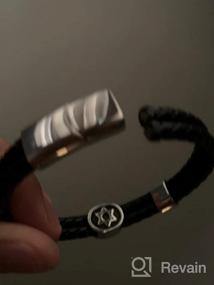 img 5 attached to Men's Braided Leather Bracelet with Stainless Steel Star of David Design by 555Jewelry