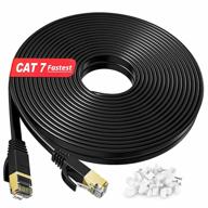 высокоскоростной кабель ethernet 75 футов (длинный кабель категории 7) — гигабитный плоский кабель cat7 lan для маршрутизатора, xbox, коммутатора, модема — самое быстрое подключение к интернету — черный сетевой кабель логотип