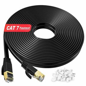 img 4 attached to High-Speed Ethernet Cable 75Ft (Cat 7 Long Cable) - Gigabit Flat Cat7 LAN Cord For Router, Xbox, Switch, Modem - Fastest Internet Connection - Black Network Cable