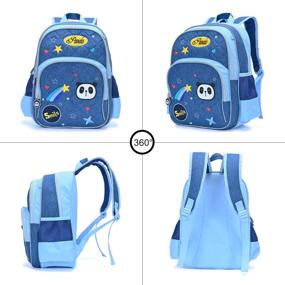 img 3 attached to Cute Lightweight Panda Kids School Backpack Set for Elementary Kindergarten Girls - Includes Lunch Bag (Blue Panda Design)