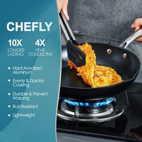 img 3 attached to 12-Inch Nonstick Frying Pan: Durable Aluminum Skillet With Stainless Steel Handle For Induction, Gas, And Electric Stove Tops - Oven Safe For Enhanced Cooking - By CHEFLY