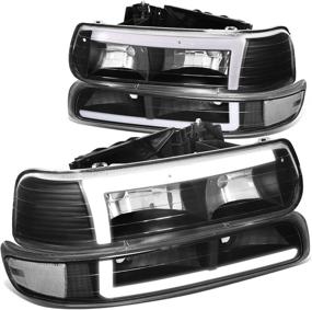 img 4 attached to 🚦 DNA Motoring 4-HL-SILV99-DRL-BK-CL Pair of 3D LED Running Lights Headlights & Bumper Lights Compatible with Silverado 1500 2500 (99-02), Black/Clear