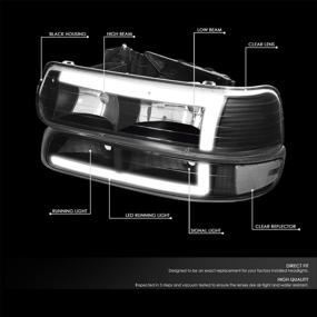 img 3 attached to 🚦 DNA Motoring 4-HL-SILV99-DRL-BK-CL Pair of 3D LED Running Lights Headlights & Bumper Lights Compatible with Silverado 1500 2500 (99-02), Black/Clear