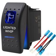 🔵 lighted whip waterproof rocker switch toggle with blue led light - 12/24v, 5 pin for automotive and marine applications logo