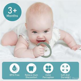 img 1 attached to 🌈 BPA Free Soft Silicone Teething Rings and Teether Bracelets for 3+ Month Babies - Baby Chew Toys and Mom Bracelets - 4 Pack (Ether+Sage+Muted+Apricot)