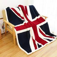ukeler flannel sherpa throw 60'' x 50'' union jack fleece blanket soft comfy flannel blanket throws for bed/couch/sofa/office/camping logo