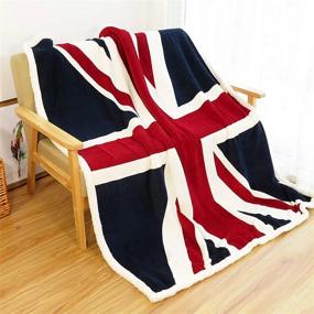 img 4 attached to Ukeler Flannel Sherpa Throw 60'' X 50'' Union Jack Fleece Blanket Soft Comfy Flannel Blanket Throws For Bed/Couch/Sofa/Office/Camping