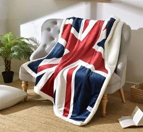 img 3 attached to Ukeler Flannel Sherpa Throw 60'' X 50'' Union Jack Fleece Blanket Soft Comfy Flannel Blanket Throws For Bed/Couch/Sofa/Office/Camping