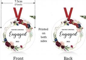img 3 attached to Personalized Christmas Engagement Ornament 2022 - Perfect Wedding Gift For Couples, Beautifully Decorate Your Home - 3" Red Ornament With Custom Engraving