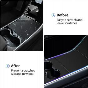img 2 attached to AutoEC 3PCS Tesla Model 3 Model Y Center Console Wrap Cover Kit, Non-Trace Remove ABS Plastic Center Console Wrap Tesla Cover, Tesla Model 3/Y Cover Interior Decoration Wrap Kit（Black, Frosted, Fit For Model 3/Y 2017-2020）