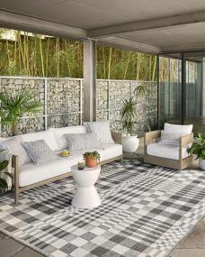 img 4 attached to Ivory And Pebble Loloi II Rainier Collection RAI-04 Indoor/Outdoor Area Rug, 7'-10" X 10'-10