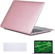 macbook 12-дюймовый корпус модель a1534 / a1931 2015-2019 se7enline hard shell защитный чехол с клавиатурой и защитной пленкой для экрана - совместим с розовым золотом логотип