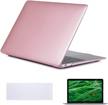 macbook 12 inch case model a1534/a1931 2015-2019 se7enline hard shell protective cover with keyboard skin & screen protector - rose gold compatible logo
