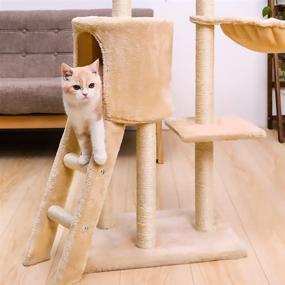 img 2 attached to 🐱 Tall and Sturdy Multi-Level Cat Tree with Scratching Posts – Ideal Furniture for Small and Large Cats, Perfect for Exercise and Playtime