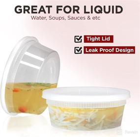 img 2 attached to 40 Pack of 8 oz Round Plastic Deli Cups with Lids - Leak Proof, Airtight, Microwave & Dishwasher Safe, Stackable, Reusable - US Made, White