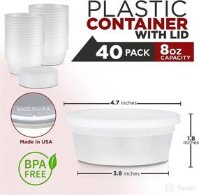 img 3 attached to 40 Pack of 8 oz Round Plastic Deli Cups with Lids - Leak Proof, Airtight, Microwave & Dishwasher Safe, Stackable, Reusable - US Made, White