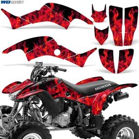 img 2 attached to 🔥 High-Quality Wholesale Decals ATV Graphics Kit Sticker Decal - Flames Red | Compatible with Honda TRX 400EX (1999-2007)