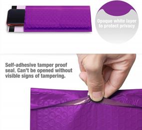 img 2 attached to 50-Pack Fuxury 4X8 Inch Bubble Mailers - водонепроницаемые, самозапечатывающиеся мягкие конверты для деловых пакетов, ювелирных изделий и косметических принадлежностей # 000 Purple