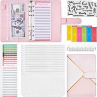 jarlink a6 budget binder, pu leather binder with 12 budget cash envelopes with zipper, 12 budget sheets and 29 letter stickers pu binder book for office supply organizer money saving (powder white) logo