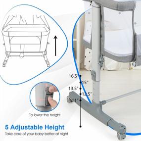 img 1 attached to INFANS Baby Bassinet Bedside Sleeper: Переносная детская кроватка с полностью сетчатым бортиком, со 5 уровнями регулировки высоты и сумкой для путешествий!