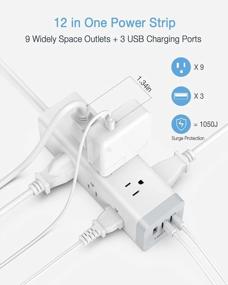 img 3 attached to TESSAN Surge Protector Power Strip With 9 Outlets And 3 USB Ports: The Ultimate Charging Station For Home, Office And Dorm Rooms