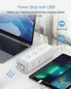 img 2 attached to TESSAN Surge Protector Power Strip With 9 Outlets And 3 USB Ports: The Ultimate Charging Station For Home, Office And Dorm Rooms