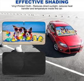 img 3 attached to HOMEYA Dogs & Flower Car Front Windshield Sunshade - Foldable Auto Sun Visor Protector With UV Ray Reflector To Keep Vehicle Cool And Protect Kids, Babies, And Pets (59 X 33.5 Inch)