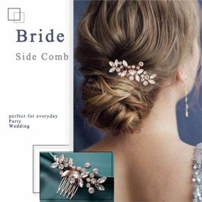 img 2 attached to Sparkling Rose Gold Wedding Hair Comb For Women - Catery Crystal Bride Rhinestone Headpiece
